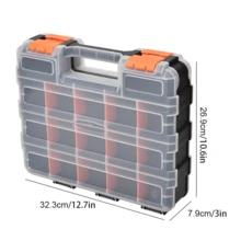 Double Side Tool Storage Box With Removable Plastic Partition, Screw Storage Box, Hardware Box Storage, 34-Compartments, Excellent For Screws, Nuts, Small Parts, Black/Orange - Yellow Black White Mixed Color - View 3