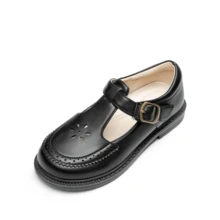 Girls Mary Jane Ballet Flats – School Uniform Dress Shoes For Toddler & Little Girls(Back To School Shoes) - 黑與白 - 查看 3