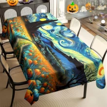 1/20pcs Halloween Tablecloth, Abstract Retro Pumpkin Pattern Tablecloth, Suitable For Halloween Party Decoration Tablecloth, Carnival Kitchen Table Decoration, Gift, Holiday Decoration, Room Decoration, Halloween Decoration