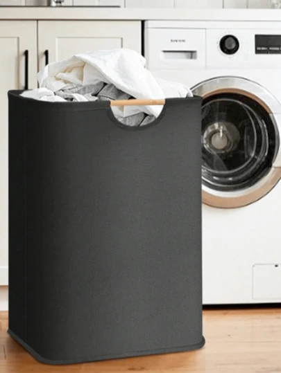 1pc Large & Small Size Dirt-Resistant Linen Foldable Handheld Laundry Basket For Bedroom And Bathroom, Ideal Dirty Clothes Storage Hamper, Portable Washing Utility Basket, Multi-Function Sorting Tote For Laundry Room, Closet Organization, Travel, Dorm, And Laundry Day Quick Load Sorting, Breathable Linen Fabric, Easy Carry Handle, Foldable And Space-Saving, Durable Casual Laundry Organizer