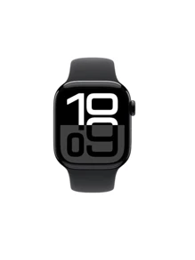 Apple Watch Series 10（2024 型号）S10 GPS 42 毫米铝金属表壳，亮黑色 + 黑色运动表带，S/M
