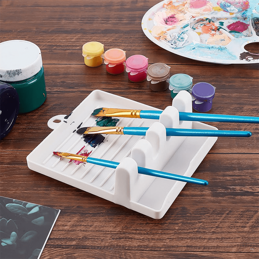 Wall - Mounted 4 - Slot Brush Holder - Lightweight Plastic Art Storage, For Watercolor & Oil Painting, Minimalist Design, Space - Saving For Studio & Adult Artists