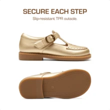 Girls Mary Jane Ballet Flats – School Uniform Dress Shoes For Toddler & Little Girls(Back To School Shoes) - 金色 - 查看 5