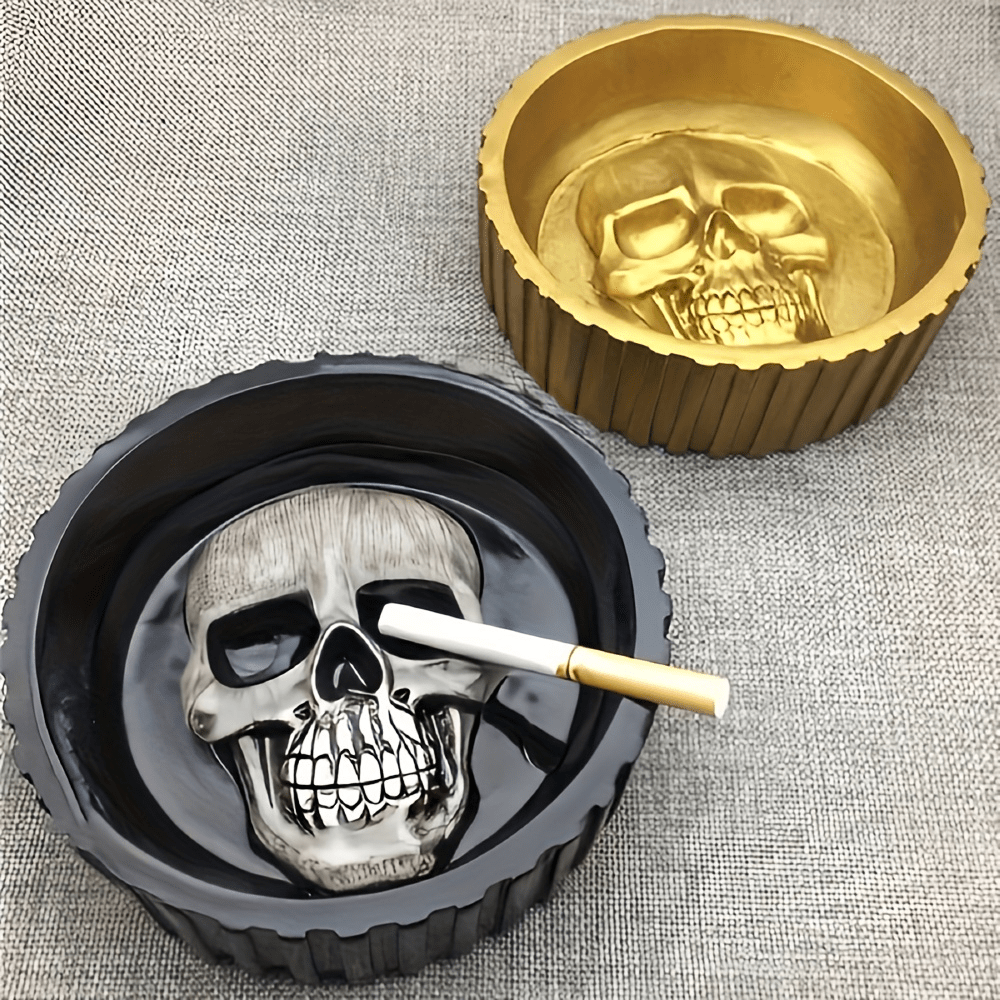 1 pieza Molde de silicona con forma de cabeza de calavera 3D, de 3.5 pulgadas, para cenicero y almacenamiento de joyas, fundición de resina epoxi, yeso y cemento, manualidades DIY, decoración para bar en casa, suministros de arte