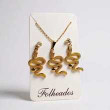 Women's Snake Necklace + Earring Kit Gold Plated - Mẫu 1 Lớn - Xem 3