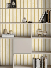 1 卷米色木纹自粘壁纸，金色装饰木纹纹理设计，PVC 材料接触纸，防水且可移除，易于安装和清洁，适用于客厅、卧室、橱柜、桌面、特色墙、橱柜翻新和翻新贴纸，用于家庭装饰墙纸墙贴房间装饰墙面装饰