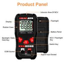 L.A.OL.A.U 1 pieza Multímetro digital, Voltímetro, Ohmímetro, Diagnóstico relámpago de 6 en 1, Voltaje, Resistencia, Diodo, Encendido/Apagado, Cable vivo, Adecuado para reparación y diagnóstico industrial/automotriz, reparación de electrodomésticos, experimentos de investigación científica y uso diario - Negro - Ver 3