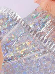 10/20/30/40/50pcs Metal Bubble Mailers, Holographic Bubble Envelopes, Polyethylene Padded Envelopes, Waterproof Self-Seal Shipping Bags, Foil Glitter Glamour Shipping Envelopes, Holographic Cushion Envelopes, Suitable For Books, Clothes, Cosmetics, Jewelry, Silver - Multicolor - View 7