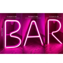 1 pezzo Luce a LED a forma di lettera "Bar", lampada alfabeto a luce bianca calda, combinazione di parole DIY BAR adatta per bar, taverna, festa, compleanno, campeggio, zona pranzo, corridoio, dormitorio, camera da letto, spuntino notturno, ristorante e scene di festa, decorazione per San Valentino, Festa della Mamma, Ognissanti, Natale e altre vacanze - funzionamento a batteria (batterie non incluse)
