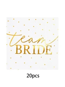 10pcs Bridal Shower Party Supplies, White And Gold Bride Theme Plates, Disposable Tableware Set For Wedding, Engagement And Bachelorette Party Decoration - Multicolor - View 12