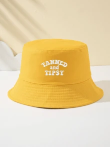 1 chiếc Mũ xô thêu 'TANNED' dành cho nữ, Mũ xô thể thao ngoài trời, du lịch, bãi biển, Mũ chống nắng thời trang đa năng thoáng khí - A - Xem 12