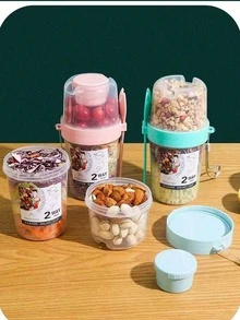 1pc Minimalist Salad Cup, Portable For Weight Loss, Plastic Carry-On, Fruit & Vegetable With Fork Lid, Yogurt Slimming Cup, Outdoor Sports (Color May Vary Due To Lighting Conditions) - Multicolor - View 3