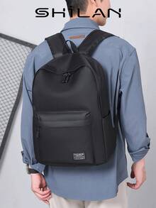 商务双肩包电脑包初中高中背包大容量旅行包韩版男士背包 - 黑色 - 查看 6