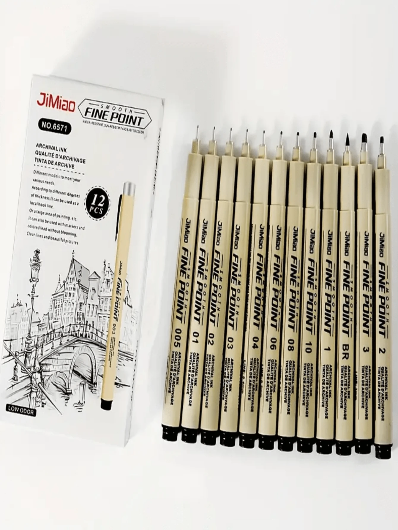 12 支超细微米墨水专业品质针笔，漫画风格多色灵活笔尖绘图套件 - 办公室学校旅行必备，畅销美术用品套装。