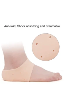 1 Pair Of Breathable Silicone Shoe Heel Pad, Heel Protective Cover, Anti Split Protective Cover, Suitable For Both Men And Women - Skin Color - View 3