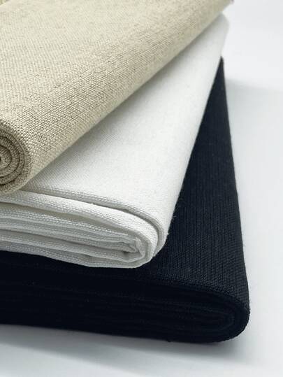 50*150cm Embroidered Base Cloth, White, Beige, Black, Premium Linen Embroidery Fabric, Suitable For Polyester Linen Tablecloth, Pillow, Footpad, Sofa Curtain, DIY Craft Material, Color Option: Black, White, Beige