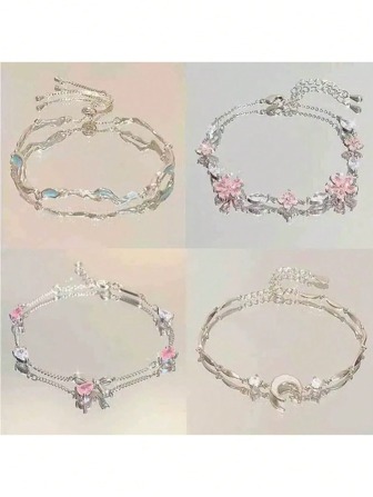 1 Stück modischer, vielseitiger, eleganter Armreif für Frauen mit Zirkonia-Dekor in Kirschblütenform