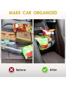 时尚PU皮革汽车收纳袋，多功能汽车座椅靠背储物袋，挂袋，纸巾盒收纳袋，汽车内饰配件，汽车座椅缝隙储物网，多口袋汽车收纳袋，汽车收纳整理袋，时尚简约风格黑色绗缝图案3D镂空设计，多隔层网袋，可收纳纸巾、手机、手提包等物品。 - 彩色 - 查看 5