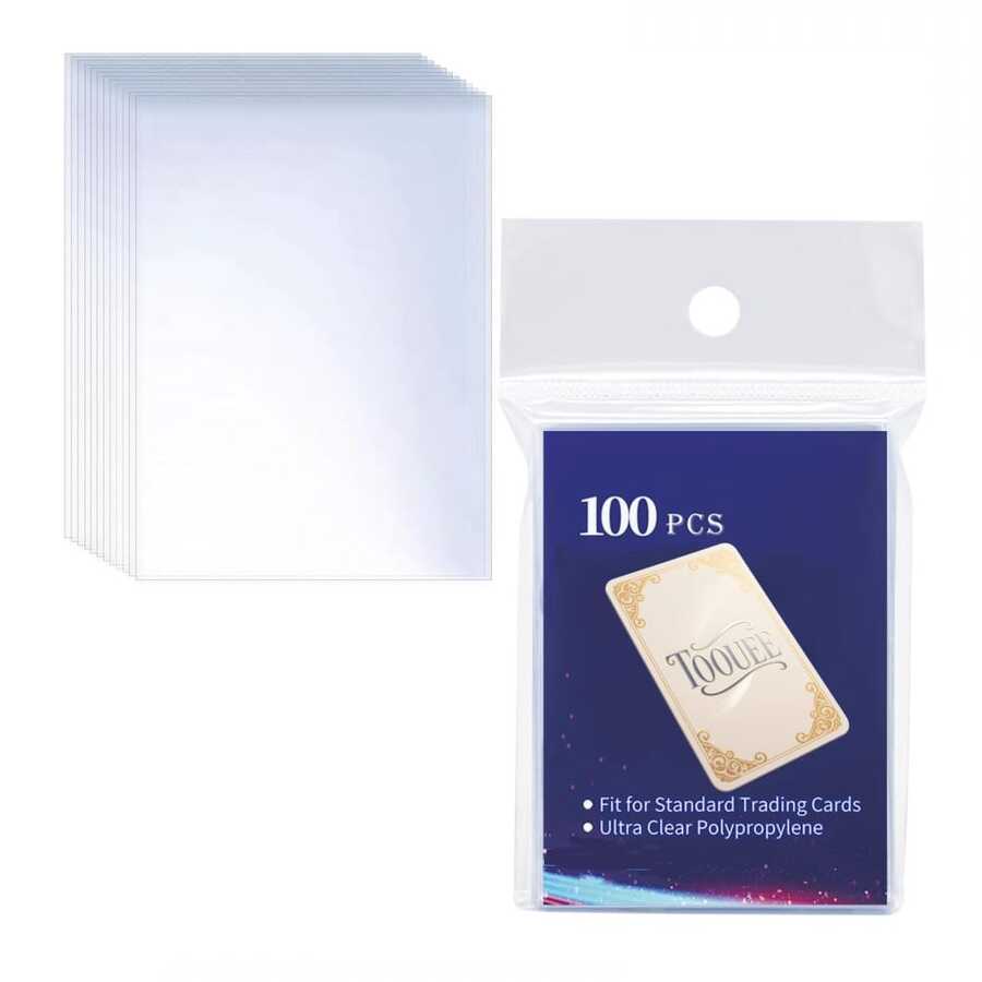 100 Pcs Soft Trading Card Sleeves, Top Loading 4 Mil Thick Sleeves For Standard Cards 2.5" X 3.5",Plastic Ultra-Clear Card Protector For Baseball , Football, Game, TCG, MTG,PTCG Cards - Clear - View 1