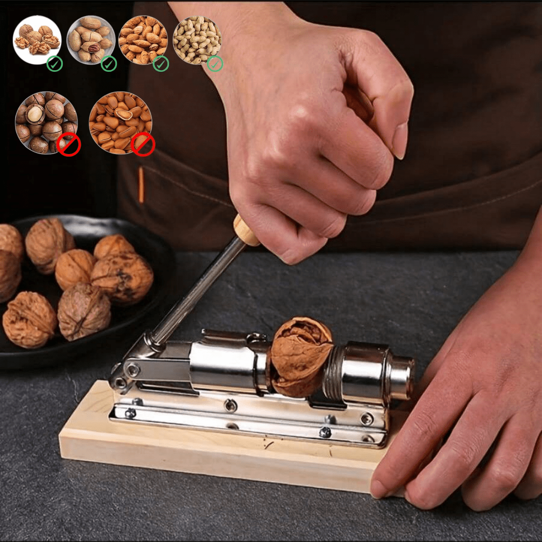 Nutcracker Heavy Duty Nut Cracker Pecan Cracker Walnut Cracker Plier Opener Tool Desktop Wood Base & Handle