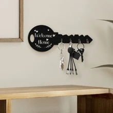 Boho Style Rustic Wooden Key Holder With Shelf And Hooks - Easy To Install, Space-Saving Wall-Mounted Organizer For Keys, Coats Etc. - Suitable For Entryway, Kitchen, Office, Key Rack