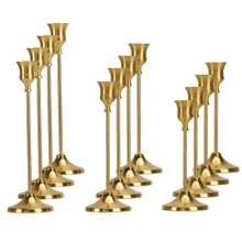 12PCS/6PCS Metal Candle Holders Set, Metal Desktop Candle Holders For Pillar And Cone Candles, Elegant Centerpiece Decor For Home, Wedding, Party, Anniversary (Candles Not Included)