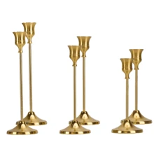 12PCS/6PCS Metal Candle Holders Set, Metal Desktop Candle Holders For Pillar And Cone Candles, Elegant Centerpiece Decor For Home, Wedding, Party, Anniversary (Candles Not Included)