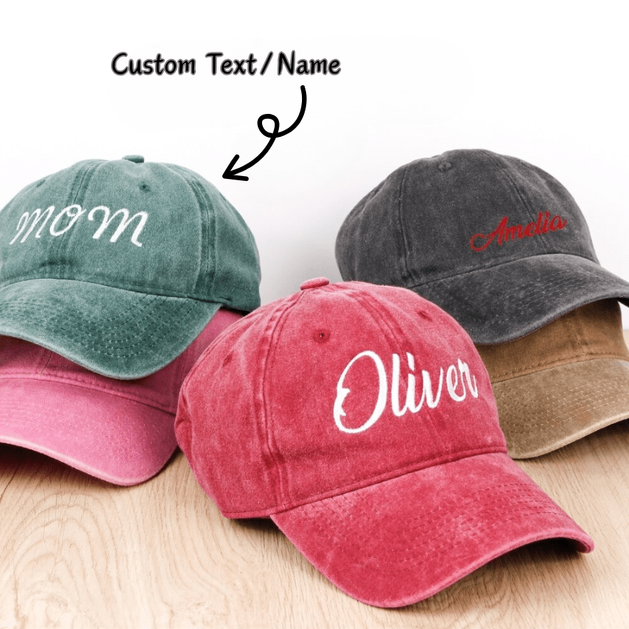 1pc Customizable Casual Vintage Baseball Cap, Embroidered With Text/Name, Unisex, Soft Washed Cotton, Comfortable, Breathable, Adjustable Size, Suitable For Daily Commute, Sports, Travel, Father's Day, Mother's Day, Couples, Birthday Gift