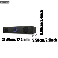 kailynia 电脑扬声器，USB 供电 PC 扬声器有线立体声桌面扬声器适用于电脑、台式机、笔记本电脑、PC、平板电脑、手机、CD 播放器、音箱 >3.5 毫米、电视屏幕、扬声器、扬声器 - 黑色 - 查看 7