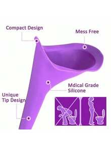 1 Piece Of Women's Silicone Urinal, Portable Urine Bottle, Travel Urine Funnel, Women's Standing Urinal, Suitable For Camping, Outdoor Activities, Hiking, Pregnant Women, Women's Outdoor Emergency Urinal. - Multicolor - View 7