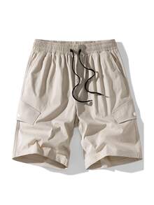 Pantalones cortos bermudas holgados, casuales y finos de verano para hombre, con estilo versátil y de ropa de trabajo - Caqui - Ver 1
