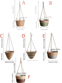 1pc/2pcs Woven Hanging Basket Flower Pot For Plants, Handmade Rattan Planter For Ivy