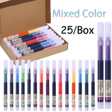 25 支/盒、钢笔、黑色墨水笔、黑色钢笔、钢笔、黑色钢笔、凝胶笔、黑色凝胶笔、墨水笔、手写笔、凝胶笔、日语钢笔、书写笔、黑色墨水笔、黑色细线笔、0.5 毫米笔速干中性色凝胶笔 - 0.5 毫米针头碳素笔 - 绘画、着色、日记和突出显示的必备品 - 学校文具、学校用品、返校