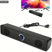 kailynia 电脑扬声器，USB 供电 PC 扬声器有线立体声桌面扬声器适用于电脑、台式机、笔记本电脑、PC、平板电脑、手机、CD 播放器、音箱 >3.5 毫米、电视屏幕、扬声器、扬声器 - 黑色 - 查看 2