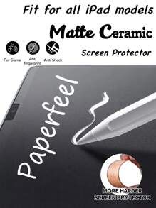 Heyreeg 1pc Matte Ceramic Film Screen Protector Compatible With IPad Mini/Air/Pro/7.9 Inch/8 Inch/9.7 Inch/10.2 Inch/10.5 Inch/10.9 Inch/11 Inch/12.9 Inch, Matte Finish Film, High Sensitivity, Anti Glare, Anti-Scratch, Bubble-Free, Compatible With Face ID And Apple Pencil, Pad Screen Protector