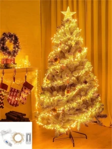 1 件 100/50 LED 爆竹灯，8 种闪烁模式，带遥控器的星星灯串，USB 电源，圣诞树装饰天花板，卧室窗户，婚礼暖白光