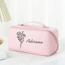 حقيبة مكياج وسادة مخصصة قطعة واحدة، حقيبة مكياج وسادة من جلد البولي يوريثان بشكل سحابة، حقيبة مكياج محمولة سعة كبيرة، حقيبة أدوات التجميل والعناية الشخصية للسفر، حقيبة تخزين مستحضرات التجميل - وردي - مشاهدة 4