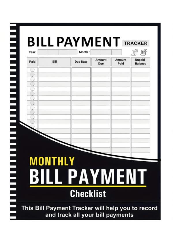 1pc Monthly Bill Tracker Notebook - Spiral-Bound Bill Payment Organizer, Office Supplies Personal Planner & Calendar For Adults, English Language