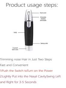 1 件装电动鼻毛修剪器，专业无痛鼻毛和耳毛修剪器，男女皆宜，防水不锈钢头，静音高效，电池供电，易于清洁