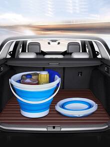 1pc Outdoor Portable Foldable Car Wash Bucket, Suitable For Travel, Fishing - Beige - View 5