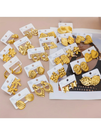 20 Fashionable And Personalized Random Style Card Earring Sets, Stainless Steel Stud Earrings For Classmates And Friends, Factory Direct ,Earrings For Women,Gold Earring,Gold Earrings Women