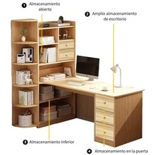 VIVANIDO Es Ritorio Pc Moderno Con Estantería Multifuncional Madera escritorio pc moderno multifuncional con estantería madera organizador estudio oficina resistente diseño práctico - Maple - Ver 8