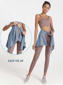 2 件女士瑜伽、芭蕾、网球裙、系带裙、瑜伽运动裹身短裙、衬衫、跑步裹身运动裙 - 彩色 - 查看 3