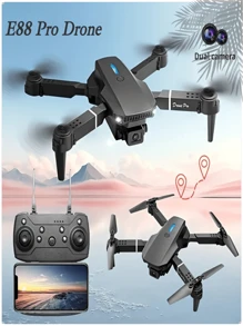 CASRRA The E88 Smart Camera Drone Features Real-Time Image Transmission With Dual Cameras. It Has One-Touch And Landing Functions. This Is A Foldable Remote-Controlled Drone Toy, Making It An Ideal Photography Drone For Beginners. It's A Great Gift Choice For Christmas, Halloween, And Thanksgiving.
