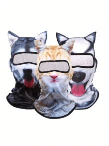 1pc 3D Animal Print Face Mask, Outdoor Funny Water Sports Hat Balaclava, Suitable For Daily Use, Travel, Hiking, Skiing Cat Ski Mask