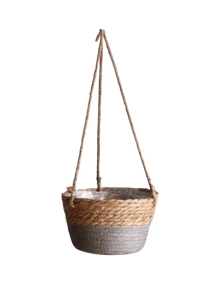 1pc/2pcs Woven Hanging Basket Flower Pot For Plants, Handmade Rattan Planter For Ivy