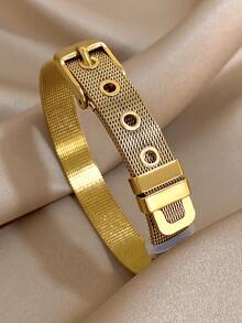 Juego de brazaletes de lujo chapados en oro de 18 quilates de malla de acero inoxidable con circonita para mujeres, regalo para mamá, regalo para maestros, joyería para verano, playa, joyería bohemia, accesorios para rave/baile de graduación/fiesta/diario, regalo de vuelta al colegio, regalo de cumpleaños, regalos de dama de honor, regalos de Navidad - Multicolor - Ver 8