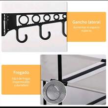 1 Clothes Hanger, Simple Clothes Hanger, Shoe And Clothing Storage Rack, Freestanding Multifunctional Wardrobe, Closet With Hooks, Home Bedroom Wardrobe Storage Rack - Black - View 3