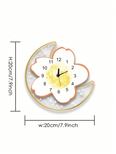 1pc Silent Non Ticking Moderne Full Moon Wand Clock, Battery Operated Living Room, Bedroom, Kitchen, Office, Gym, Home ,Home ,Room Birthday Graduation Klok Bedroom Dormitory Back To School view 5
