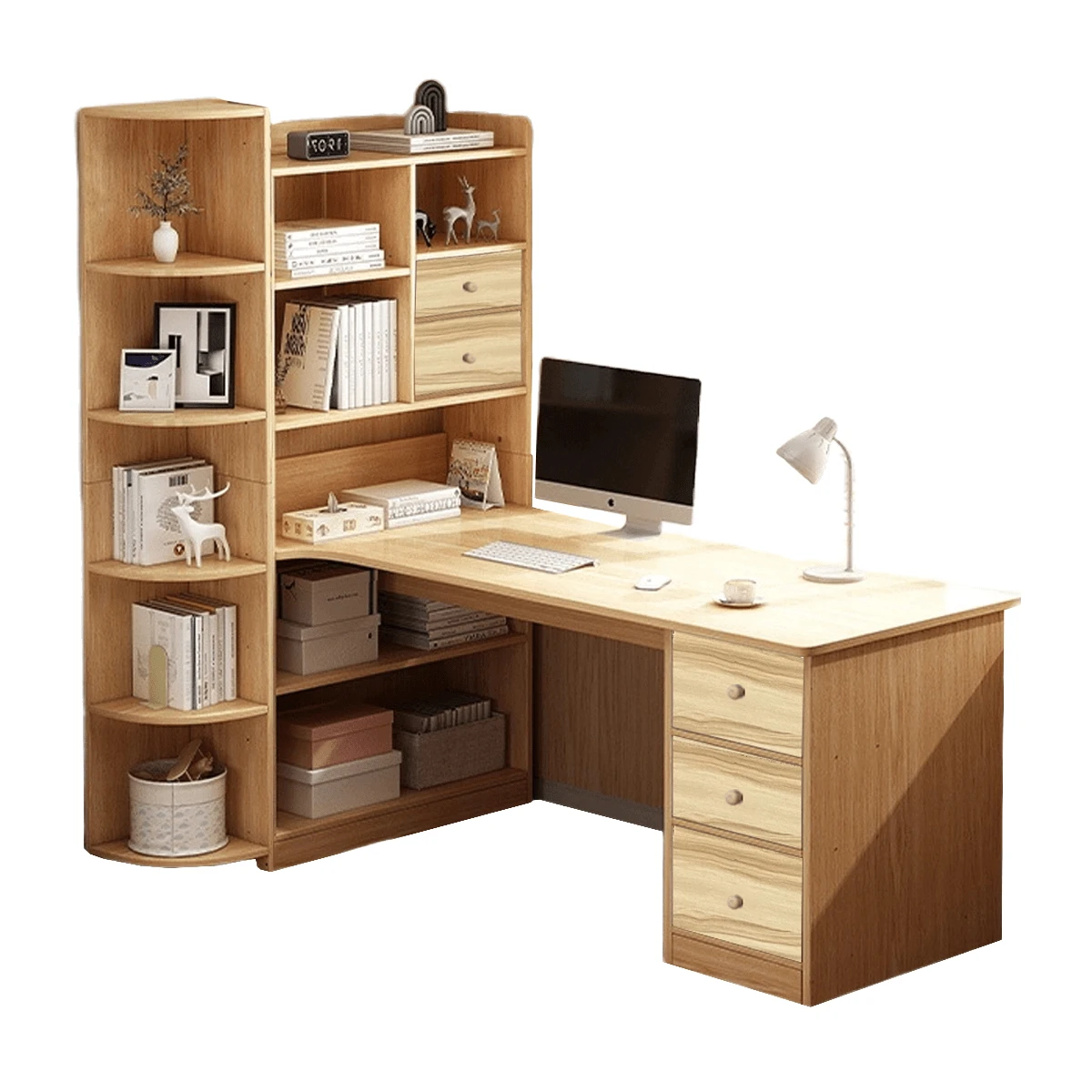 VIVANIDO Es Ritorio Pc Moderno Con Estantería Multifuncional Madera escritorio pc moderno multifuncional con estantería madera organizador estudio oficina resistente diseño práctico